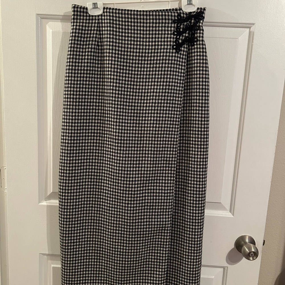 Black and White Embellished Maxi Pencil Skirt